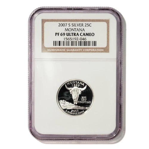 USA Montana State Quarter 2007 S Silver Proof NGC PF 69 Ultra Cameo