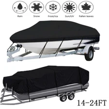 Waterproof Boat Cover Heavy Duty Dust Pontoon/V-Hull Runabout Fishing Ski 14-24"