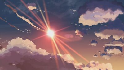 Anime landscape sun sky clouds 5 centimeters per second Playmat Gaming Mat Desk