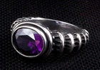 Amethyst Solid 925 Sterling Silver Men's Ring Rocker Gothic
