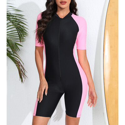 DE Damen Badeanzug Rash Guard Surfanzug Jumpsuit UPF 50+ Overall Swimwear