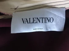 Valentino Burgundy Cream Silk Cape Dress Size 2 Made in Italy - Pre-Owned