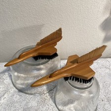 RARE VTG Pair Airplane Aeroplanes Clothing Clothes Brushes West Germany 11  Wood