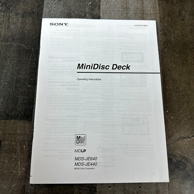SONY MDS-JE640 MDS-JE440  Operation Manual Instructions 4-229-587-13(2)