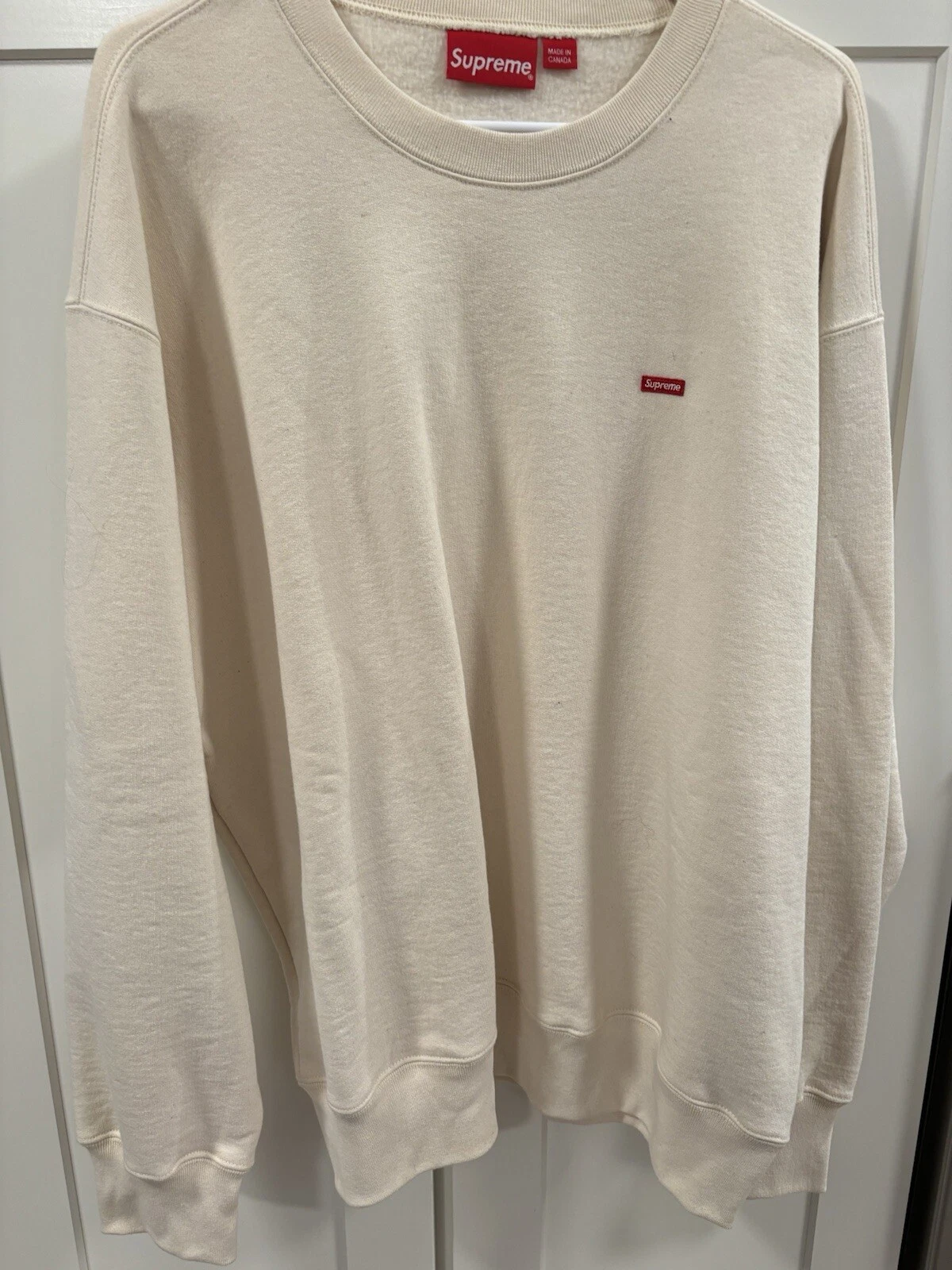 Supreme Small Box Logo Crewneck (FW18) Taille Homme Grand   Beige