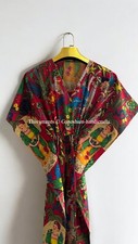 Indian Vintage 100% Cotton Long Beach Maxi Kaftan Dress One Size Caftan Kimono