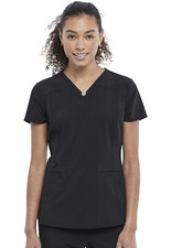 Black Cherokee Scrubs Statement V Neck Top CK798 BLK