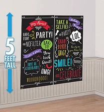 SELFIE Scene Setter HAPPY BIRTHDAY party wall decor LOL Celebrate Smile OMG text
