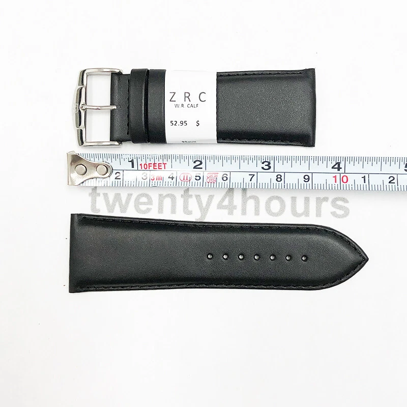 Correa de reloj de cuero de becerro genuino ZRC 30 MM en color negro con costuras a juego Foto 3 de 3