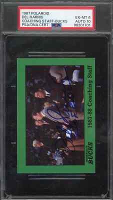 1987 Polaroid Bucks Del Harris PSA 6 Auto 10 hof signed rc rookie autograph