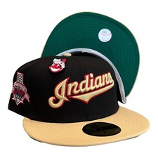 New Era Cleveland Indians 2 Tone 59FIFTY Fitted Hat Black Chief Wahoo Pin 7 5/8