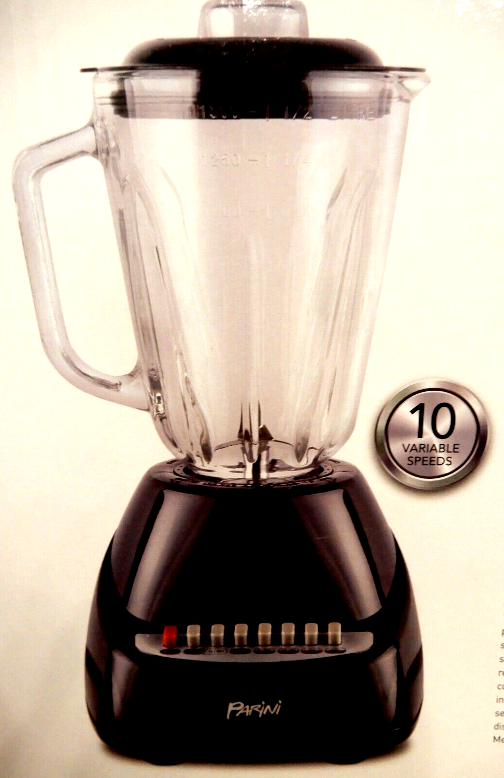 PARINI Cookware KITCHEN BLENDER 10 Speed ELECTRIC 6 Cup 48 oz ICY
