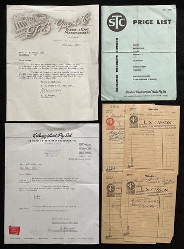 STC RADIO, KELLOG, T B GUEST - Early Advertising/Donations/Receipts, Australia