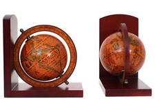 2er-Set Buchstützen MCW-B79, Bücherstütze Globus Weltkugel, braun