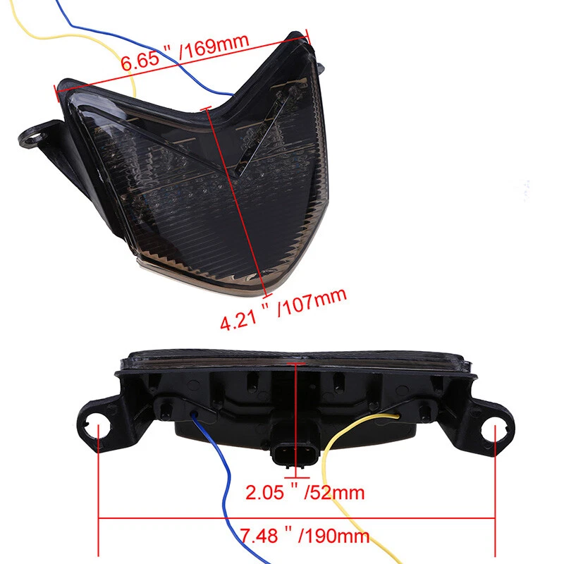Señal de giro de freno trasero para motocicleta 12V LED luz trasera lente de humo apta para Kawasaki Foto 4 de 4