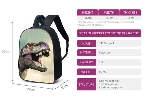 Kids Schoolbag 3D Cartoon Dinosaur Boys Backpack Dinosaur Backpack Schoolbag US - Bild 22 von 45