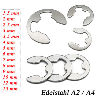 1.5 bis 15mm E-CLIP Außen Sicherungsring Sprengring für Welle DIN 6799 Edelstahl