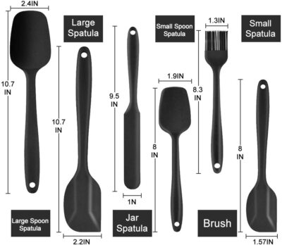 Set of 6 Kitchen Spatula Silicone Utensils Heat Resistant Rubber for Baking Cook