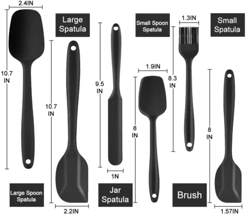 Set of 6 Kitchen Spatula Silicone Utensils Heat Resistant Rubber for Baking Cook - Picture 2 of 5