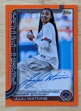2025 Topps Series 1 JUJU WATKINS First Pitch Auto Orange /25 Dodgers USC Trojans
