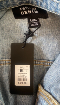 n！ NWT Refuge Denim Women's Blue Long Sleeve Button Up Cotton Jean