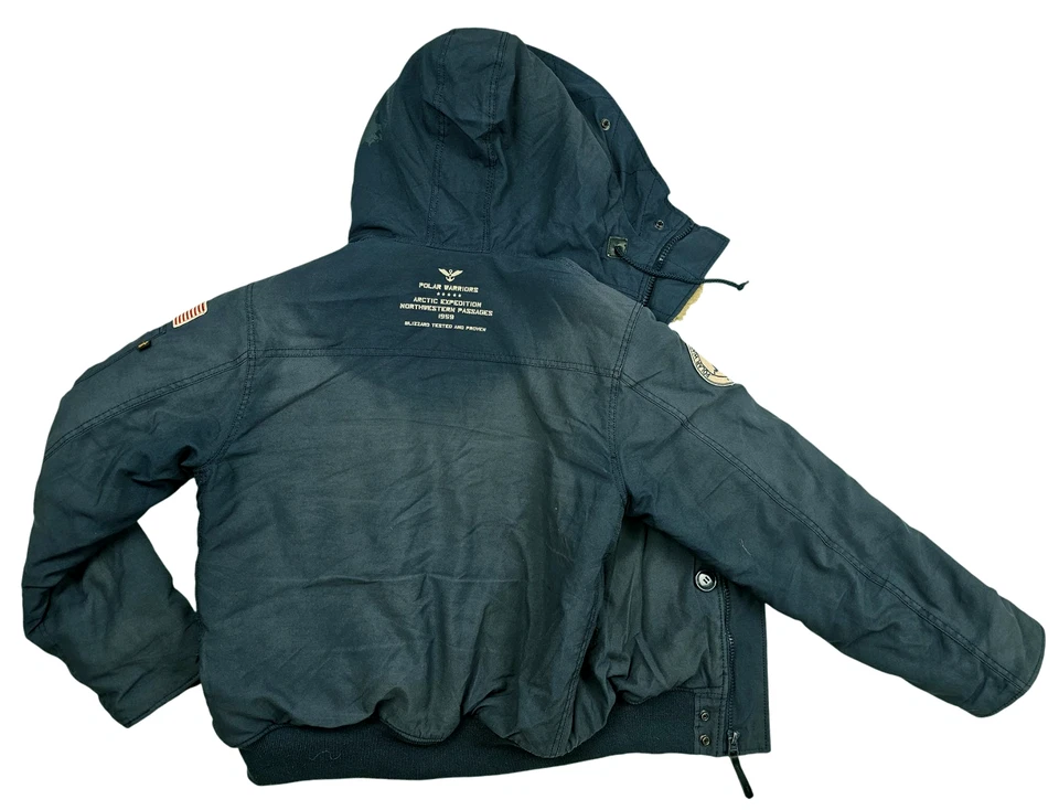 *HOT Men's ALPHA INDUSTRIES @ BOMBER PARKA HOOD EXPEDITION PATCHED NAVY Coat M - Image 4 of 4