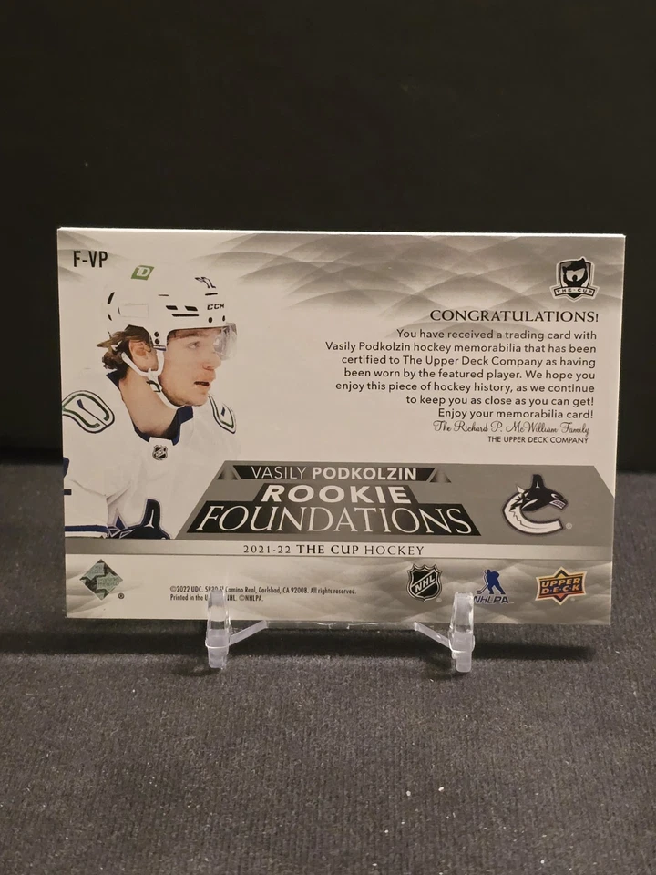 2021-22 Upper Deck The Cup Rookie Foundations Vasily Podkolzin #F-VP Jersey /99 - Image 2 of 4