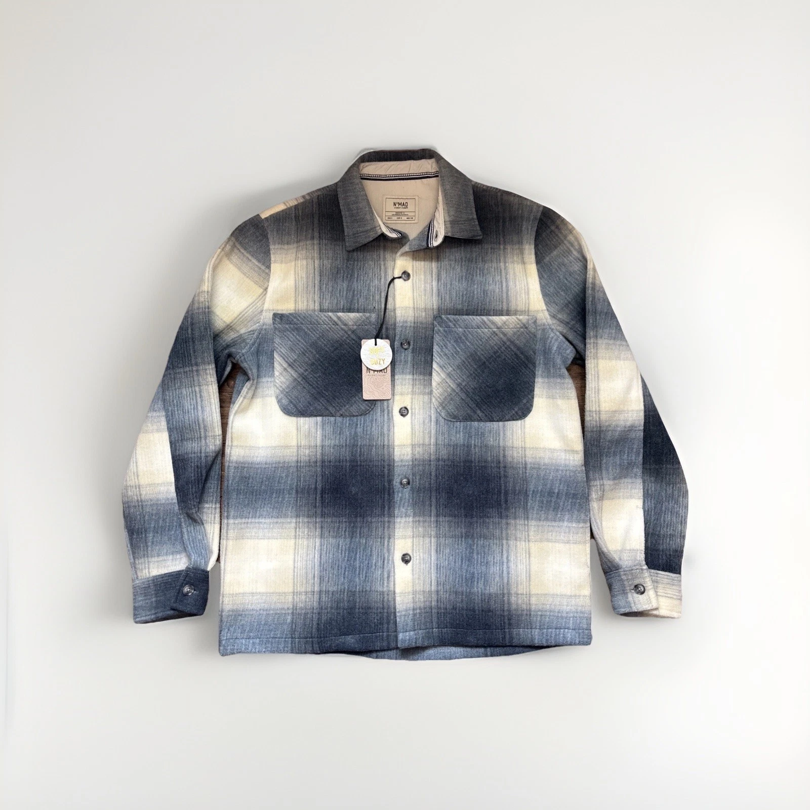 NWT Men’s Nomad Fleece Plaid Button Down Size Small New With Tags Blue
