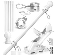 Flag Pole Kit- Stainless Steel 5 FT Flag Poles with1 Inch Metal 360  Rotating...