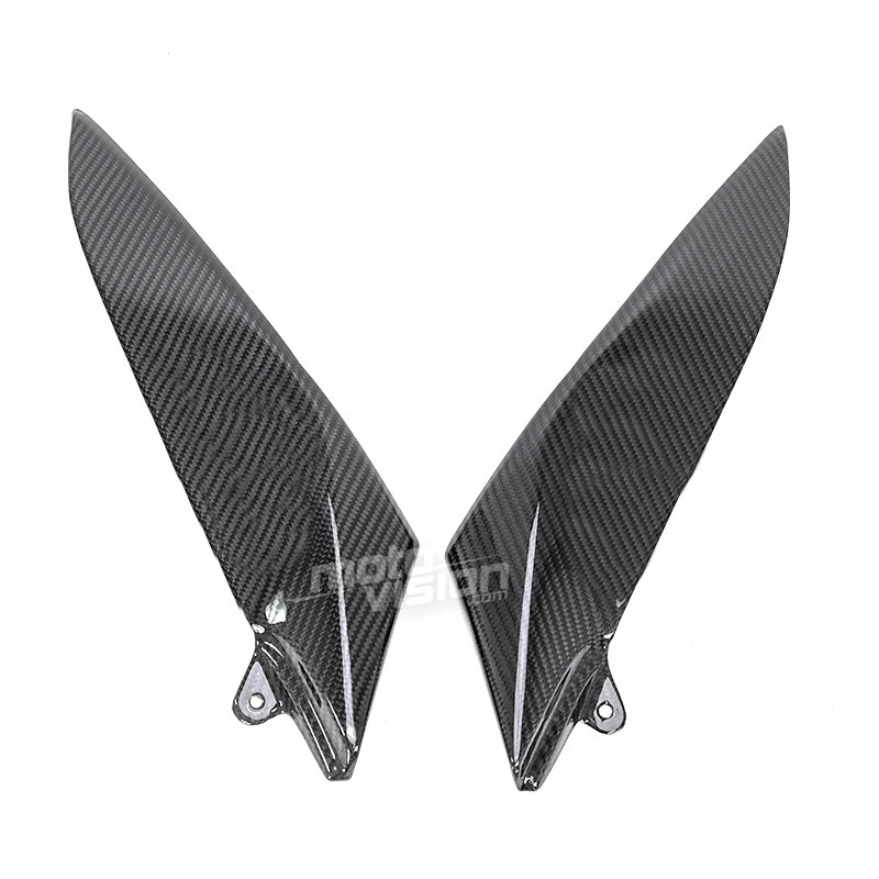 Caches sous selle en carbone pour Yamaha R1 2004-2006 finition vernis brillant