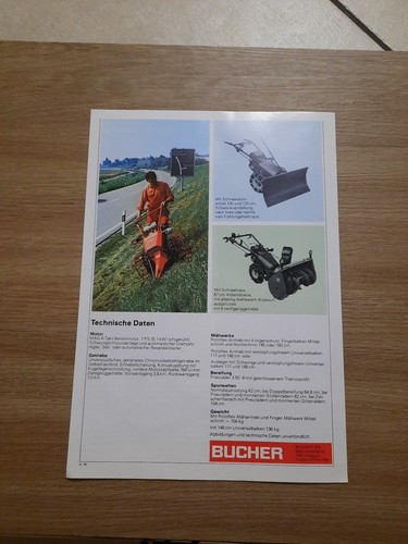 Bucher Prospekt Motormäher M 100 Traktor 1980 Rarität - Bild 3 von 3