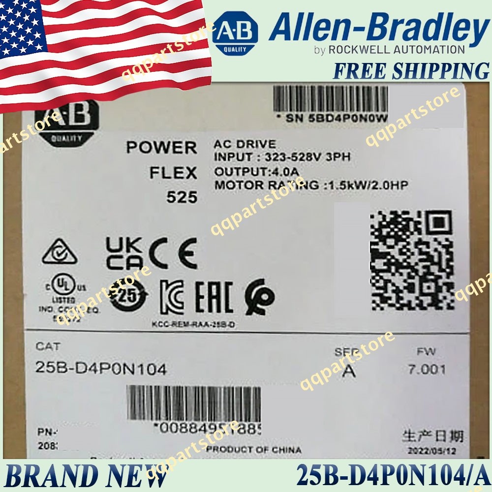 25B-D4P0N104 NEW PowerFlex 525 1.5kW 2Hp AC Drive US Free Tax 25B-D4P0N104/A 1PC