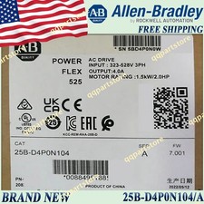 25B-D4P0N104 NEW PowerFlex 525 1.5kW 2Hp AC Drive US Free Tax 25B-D4P0N104/A 1PC
