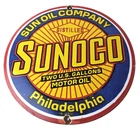 Vintage Sunoco Racing Sign - Gas Service Station Porcelain Pump Sign