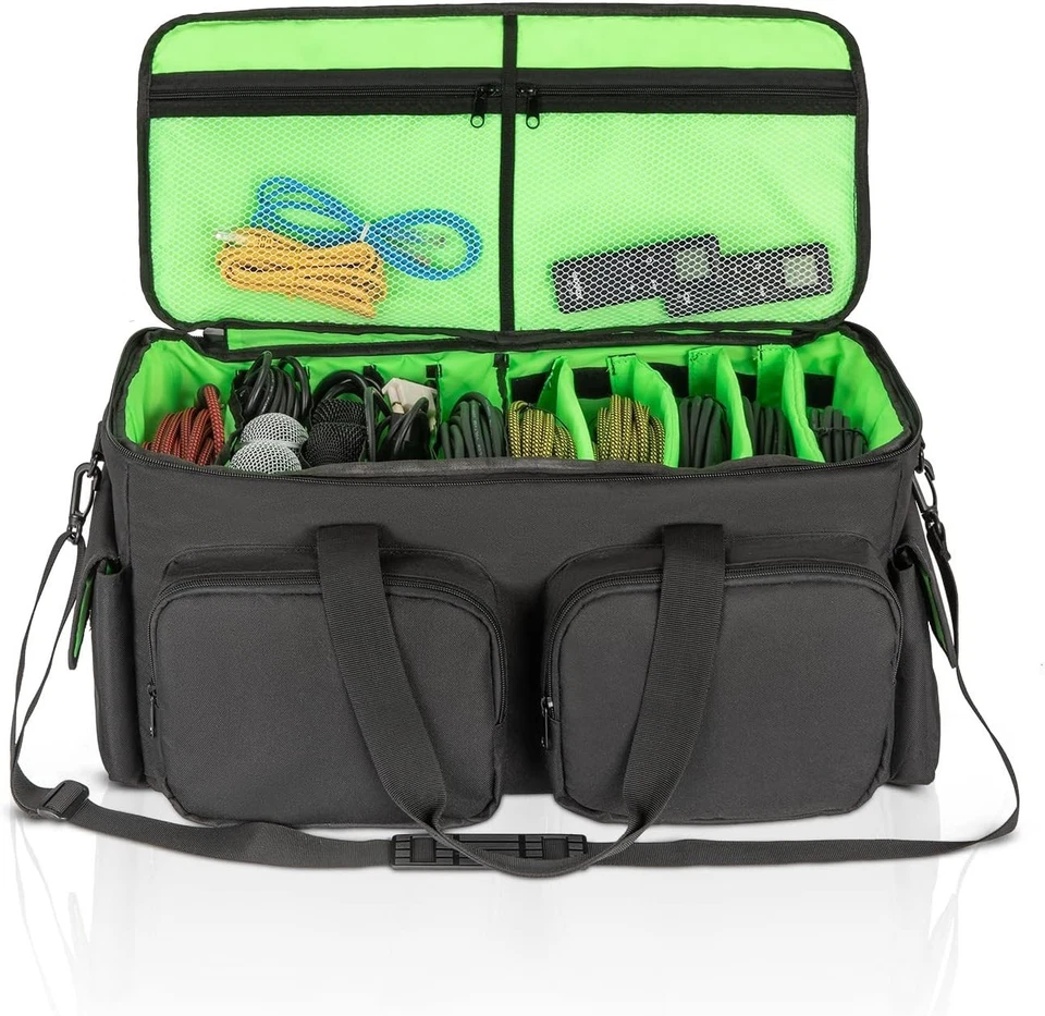 Cable Bag Organizer Storage Pouch Portable Travel Equipment Green - Image 3 of 4