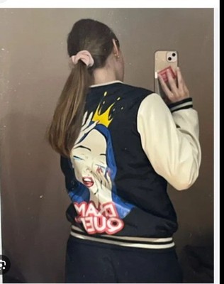 House Brand ''Eco Aware'' black&white Bomber Jacket XS ''Drama Queen'' Pop Art