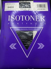 1988 Isotoner Pantyhose Control Top Sandalfoot Black Tie Size 1 Silky Sheer