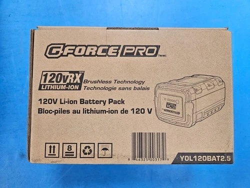 YOL120BAT2.5 G-FORCE PRO 120V 120vRX Lithium Ion 2.5 aH Battery YardForce