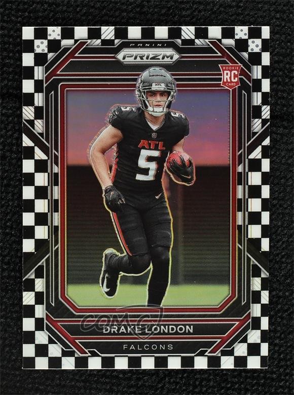 2022 Panini Prizm Rookies Black & White Checker Drake London #308 Rookie RC