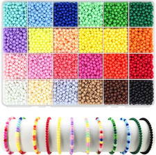 4800Pcs 4mm Acrylic Round Beads for Jewelry Making, 24 Colors Rainbow Round B...