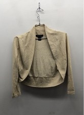 White House Black Market Women's Gold Metallic Silk Blend Shrug Bolero Sz S