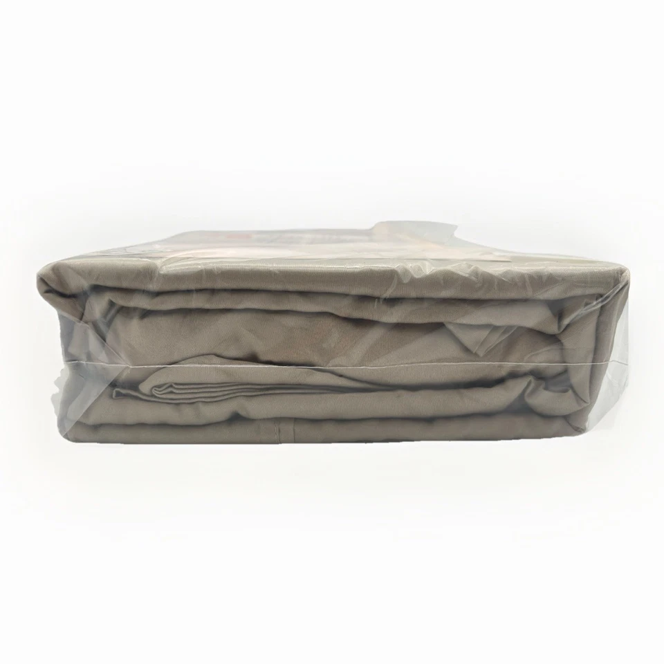 Juego de sábanas de 4 piezas de algodón orgánico doble 350 hilos color topo neutro QVC Foto 4 de 4