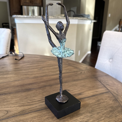 VTG Pier 1 Cast Bronze Ballerina Ballet Dancer Statuette Sculpture on Base 12”