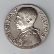 50mm Vatican Pope Pius XII High relief medallion - Lourdes