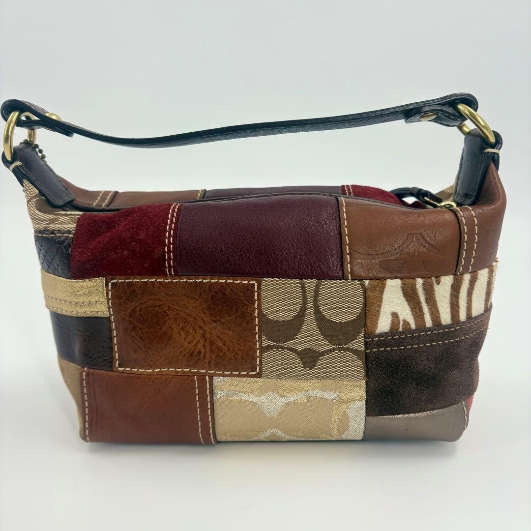 Condition COACH Handbag Pouch Patchwork Signature… - image 3