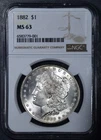 1882 $1 MORGAN SILVER DOLLAR KM# 110 NGC MS 63 A6476