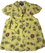 Modcloth Women’s M Shirt Fluttering Days Tie-Neck Blouse Horoscopes Zodiac