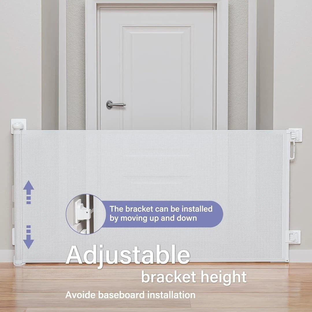 Retractable Baby Gates No Drilling, PRO Retractable Dog Gate for The House