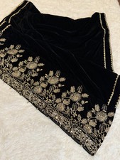 Unbranded Black Velvet Shawl with Gold Embroidery