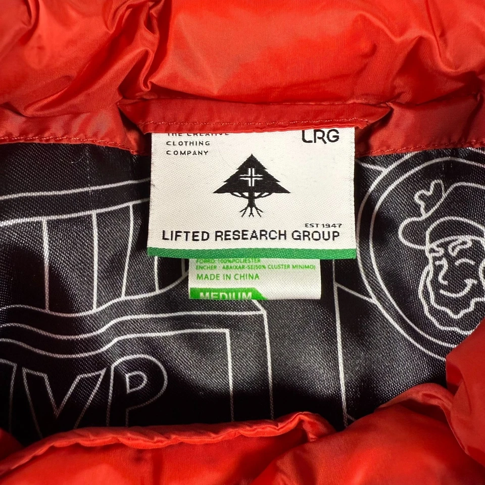 LRG Lifted Research Group Red Duck Down Puffer Vest Mens Large Quilted  - Image 4 of 4